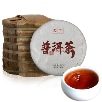 357g High Quality Pu-erh Tea Cooked Tea Cake Ripe Tea Organic Puer Tea Black Tea