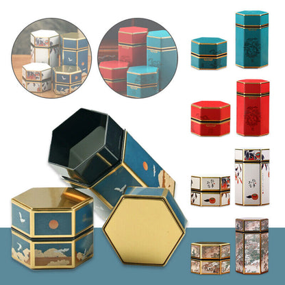 Chinese Vintage Floral Tea Tin Canister Jar Tinplate Tea Sealed Portable Tea Box