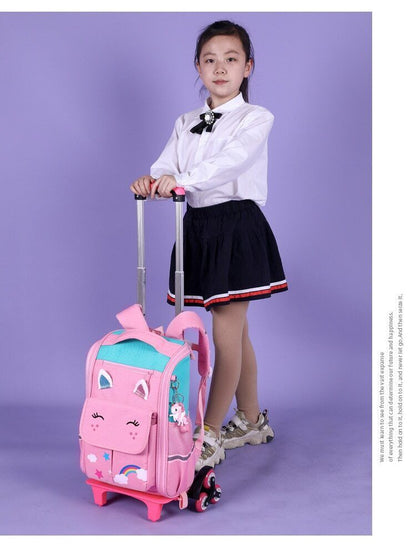 School Bag Student Backpacks Kids Trolley Wheeled Bag Children Backpack Wheels