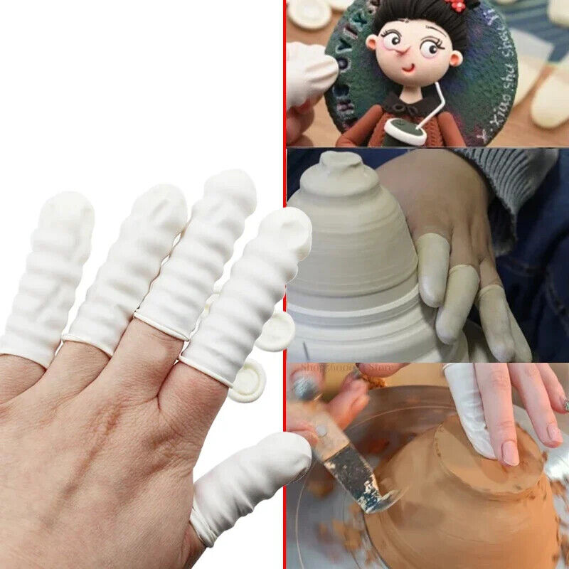 Finger Cots Rubber Latex Fingertips Protector Gloves Pottery Clay Tool 50-100Pcs
