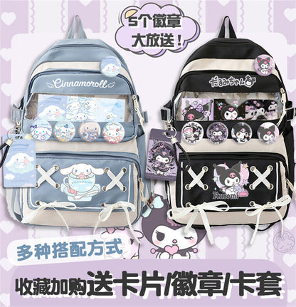 My Melody Kuromi Cinnamoroll Nylon Backpack Cartoon Student Schoolbag Travel Bag