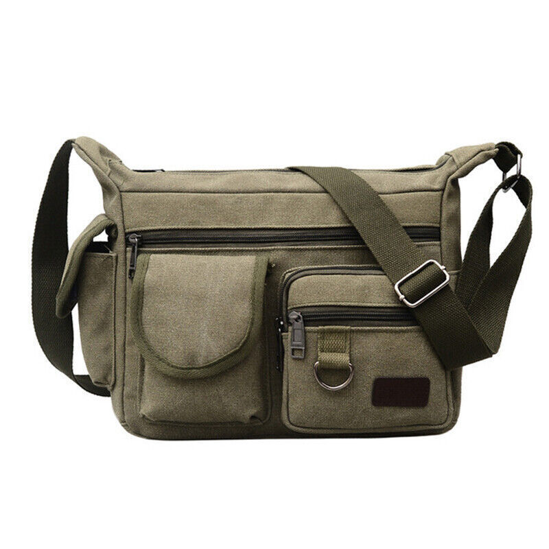 Canvas Sling Bag Men Shoulder Messenger Bag Vintage Crossbody Military Satchel V