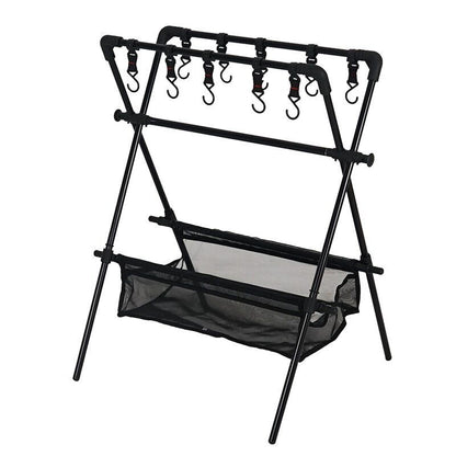 Camping Triangle Shelf Double-Layer Hook Net Bag Outdoor Picnic Hanging Rack