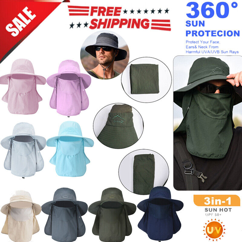 Unisex UV Protection Face Neck Cover Sun Hat Sport Breathable Hiking Fishing Hat