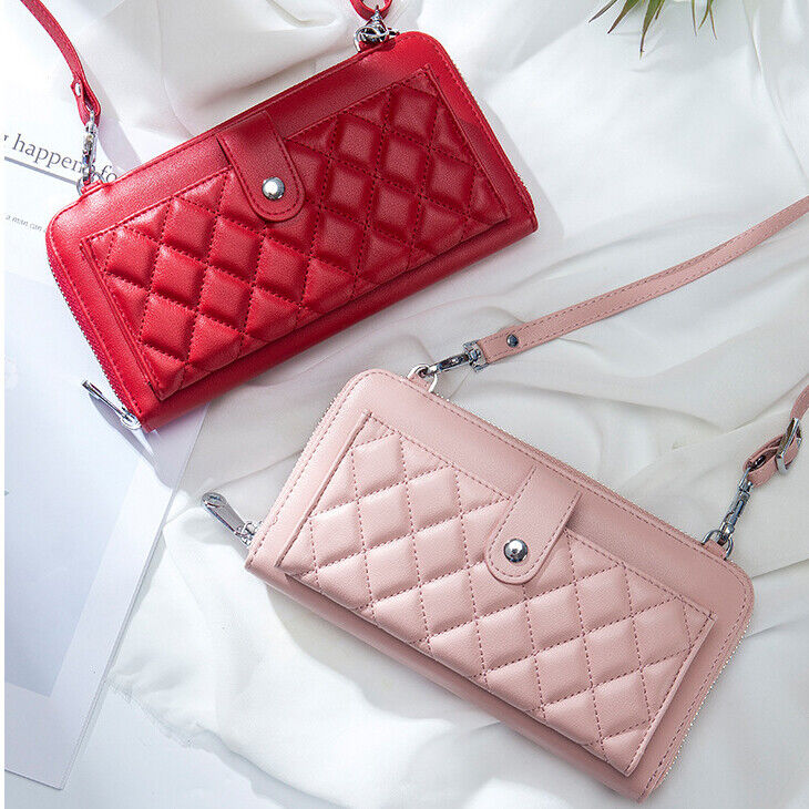 Real Leather Women's Clutch Wallet, Zipper Card Holder, Phone Case Shoulder Bags