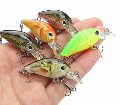 5Pcs/Lot Mini Crankbait 36mm 3.6g Fishing Lure Set Topwater Artificial Hard Bait