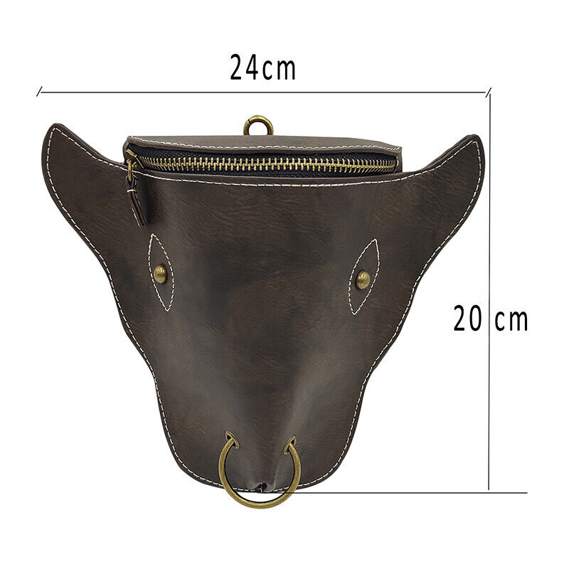 Medieval Faux Leather Cattle Ox Shape Waist Bag Vintage Belt Coin Purse Pouch