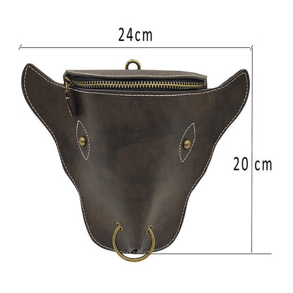 Medieval Faux Leather Cattle Ox Shape Waist Bag Vintage Belt Coin Purse Pouch