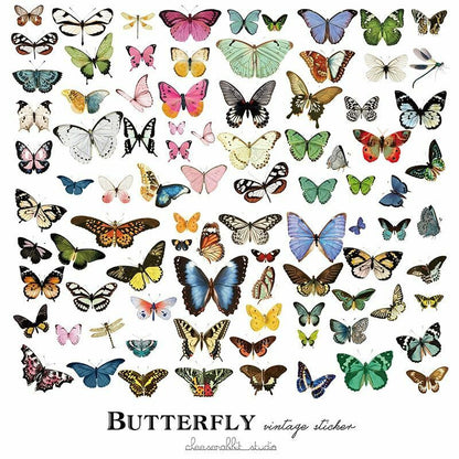 80 Pcs/Lot Butterfly Illustration Vellum Paper Stickers Scrapbooking Decorations
