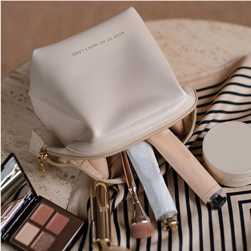 Makeup Bags Synthetic Leather Waterproof Cosmetic Traveling Storage Purse Pink