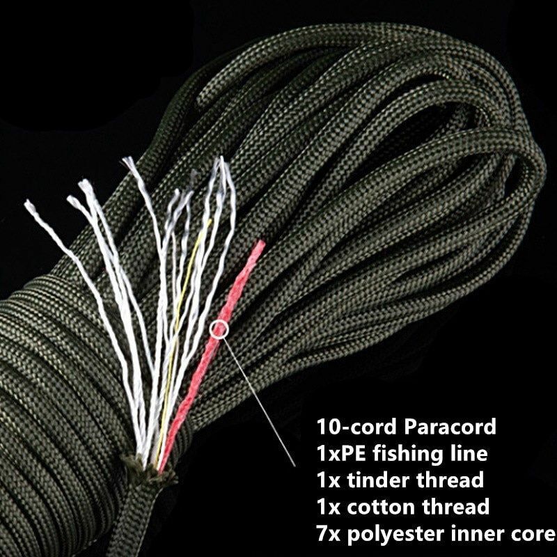 25FT/100FT 550 10-Strand Paracord Outdoor Camping Survival Rope Parachute Hiking