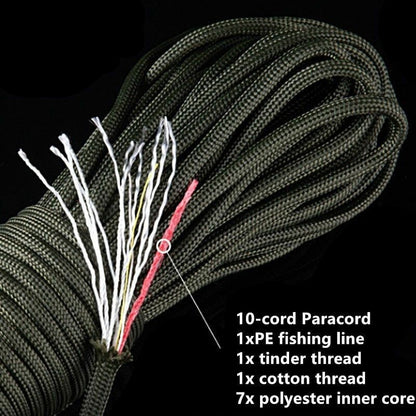 25FT/100FT 550 10-Strand Paracord Outdoor Camping Survival Rope Parachute Hiking