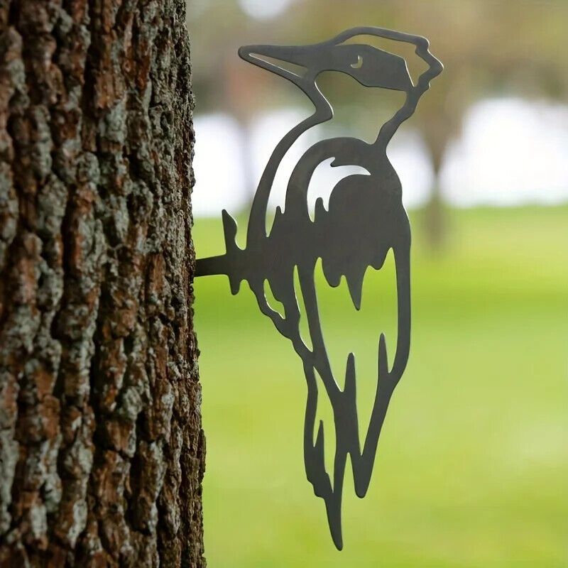 Add a Touch of Nature with this Unique Metal Woodpecker Silhouette Decoration