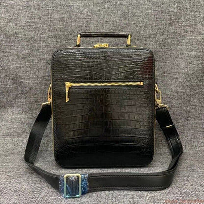 Real Crocodile Belly Skin Men's Shoulder Messenger Crossbody Bag Handbag