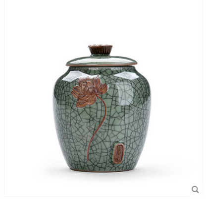 Exquisite Chinese Ceramic Tea Caddy Tea Canister Pot Sugar Coffee Bean Tea Jar
