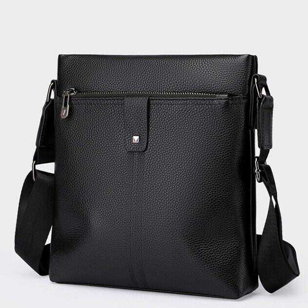 Top Cow Leather Black Men's Bag, Luxury Sling Shoulder Messnger Bags Crossbody