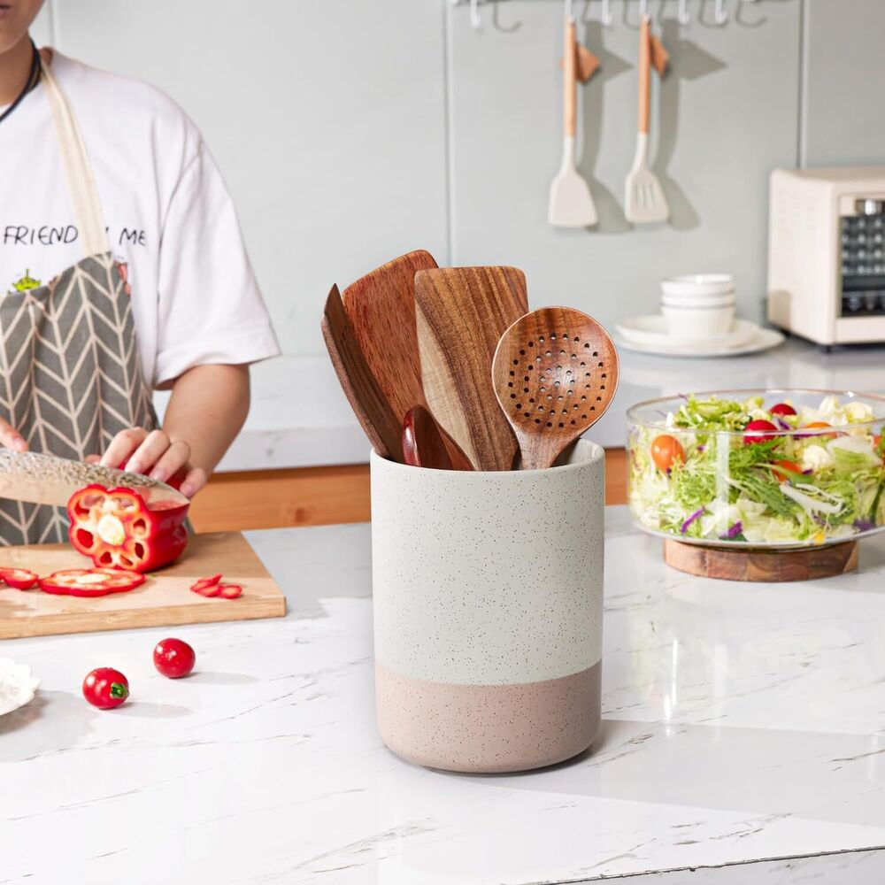 Ceramic Kitchen Utensil Holder for Countertop Organizer Cooking Home Decoration