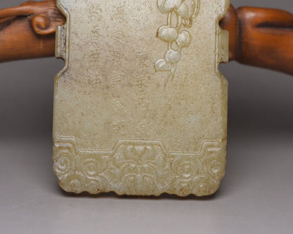 Chinese Natural Hetian Jade Carved Landscape Statues Exquisite Pendant Jewelry