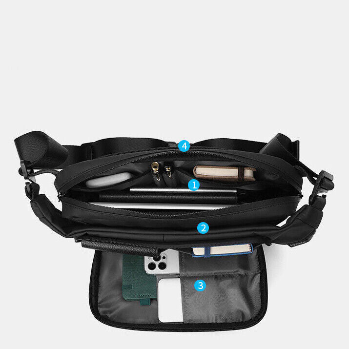 Men's Sling Backpack, Oxford&EVA Waterproof Crossbody Bag USB Port Outdoor Sport