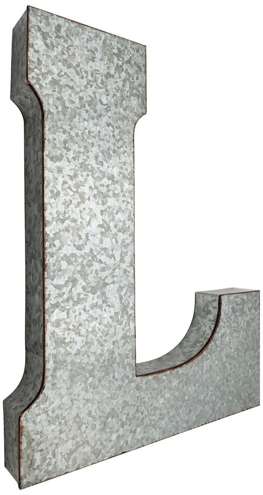Huge 20" Metal Letter Hanging Wall Décor, Galvanized Metal with Rusted Edges