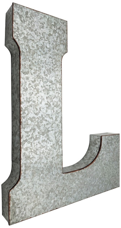 Huge 20" Metal Letter Hanging Wall Décor, Galvanized Metal with Rusted Edges