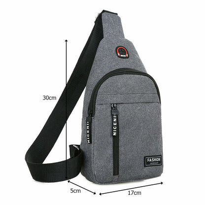 Fashion Shoulder Bag Chest Pack Canvas USB Charging Crossbody Handbag Waist Pack