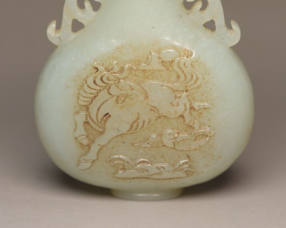 Antique Chinese Hetian Jade Carving Horse Snuff Bottle Statue Animal Figurines
