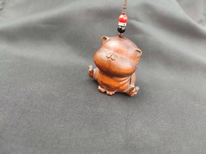 Happy Wood Carved Lucky Mini Rabbit Statue Gift Car Phone Purse Ornament Decor