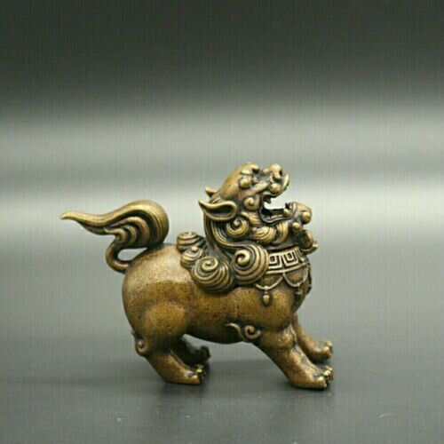 Chinese antique collection BrassUnicorn Sculpture incense Burner Statue