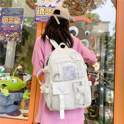 Schoolbag College Students Backpack 29*13*41 CM Strap 80CM Nylon Green/Pink Bags