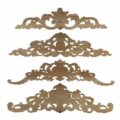Natural Wood Appliques Furniture Cabinet Unpainted Wooden Carving Moulding Decal