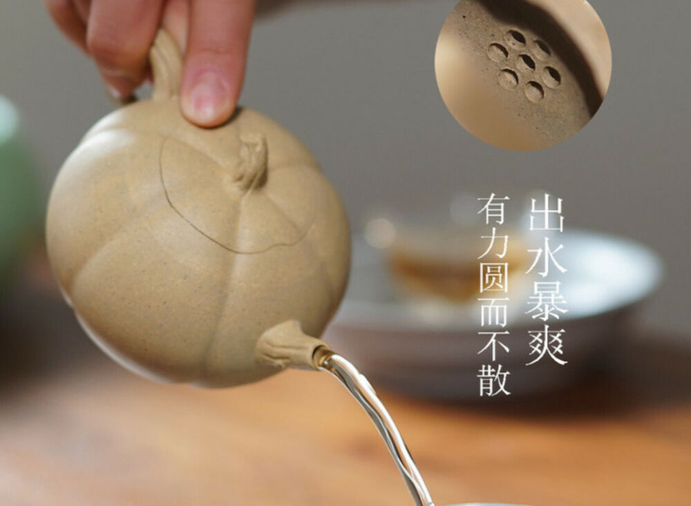 170cc chinese Yixing Handmade Zisha teapot GreenClay Pumpkin Gongfu Hu Tea Pot