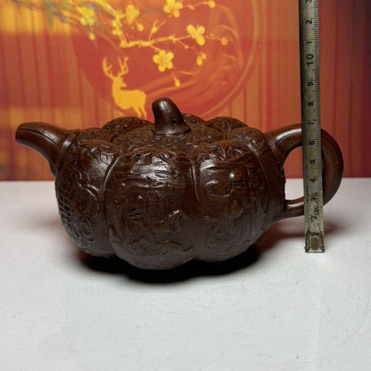 Vintage China Yixing Purple Clay Teapot Zisha Ceramic Pumpkin Teaware Household
