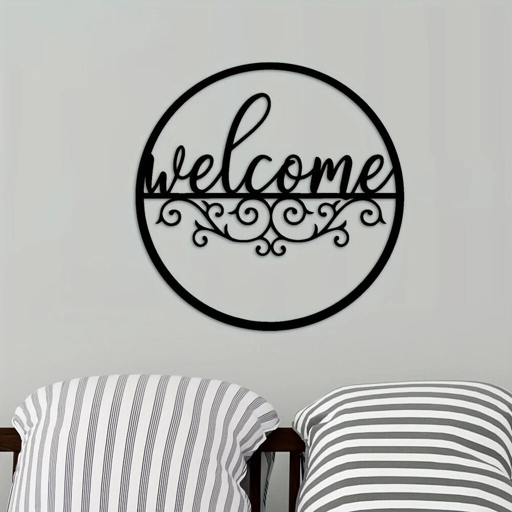 Metal Welcome Sign For Front Door,Black Wall Decor,Indoor Outdoor Home Decor