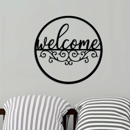 Metal Welcome Sign For Front Door,Black Wall Decor,Indoor Outdoor Home Decor
