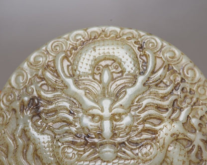 Chinese Natural Hetian Jade Carved Exquisite Dragon Statue Figurines Collectible