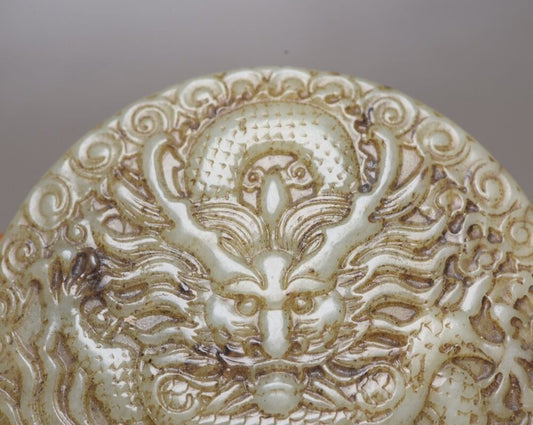Chinese Natural Hetian Jade Carved Exquisite Dragon Statue Figurines Collectible