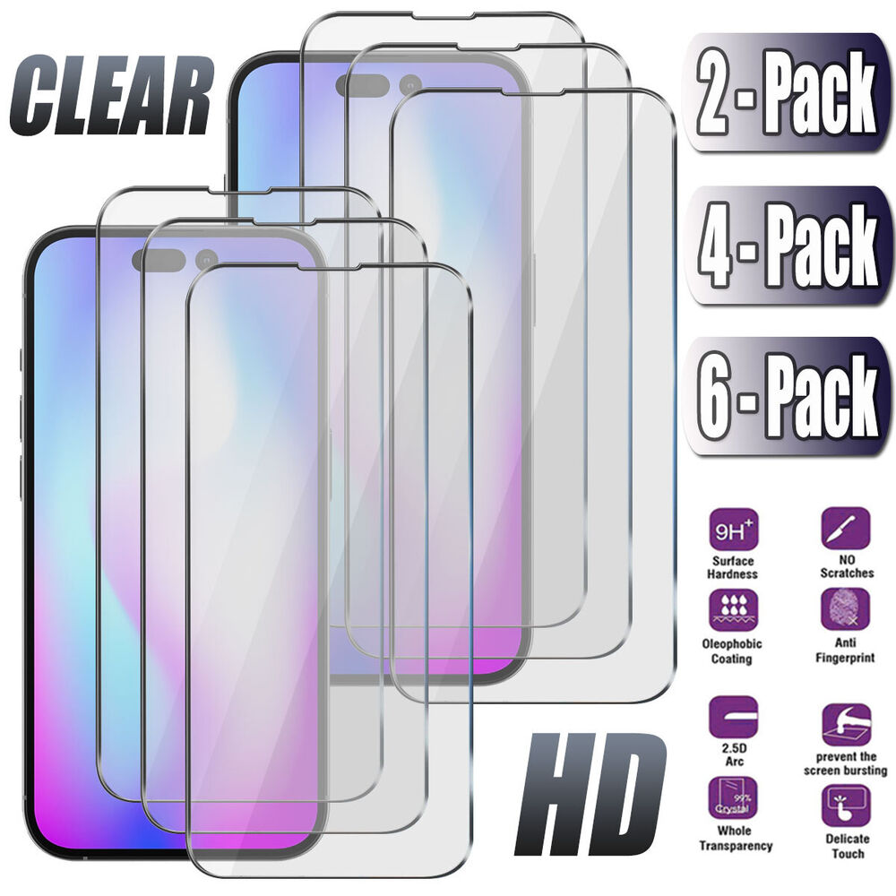 For Apple iPhone 14/14 Pro Max/Plus Tempered Glass HD Clear Screen Protector