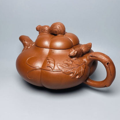 Vintage Chinese Yixing Purple Clay Teapot Zisha Ceramic Squirrel Teaware Collect