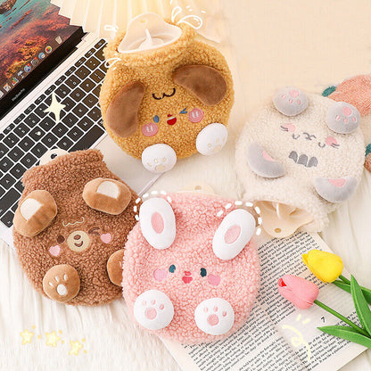 Cute Cartoon Animals Hot Water Bag w/ Plush Cover Winter Warm Hand Bottle