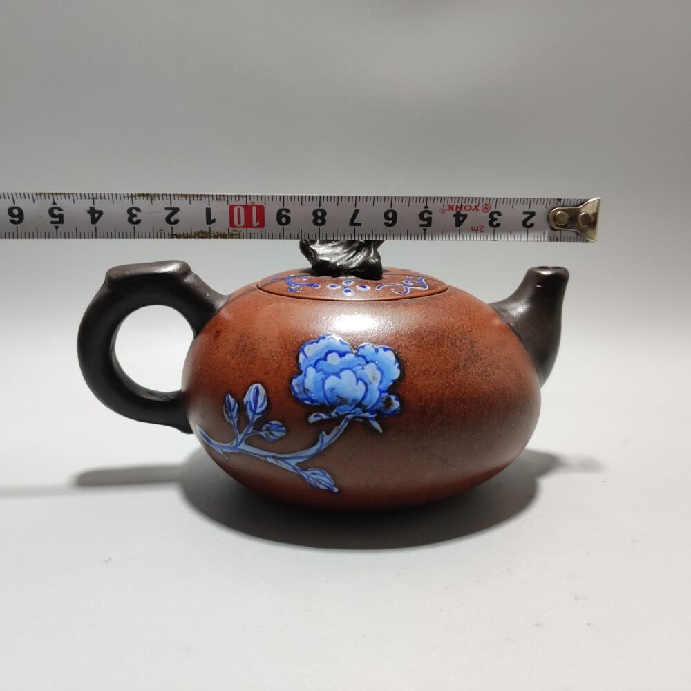 Vintage Chinese Yixing Purple Clay Teapot Zisha Ceremony Painted Nice Teaware