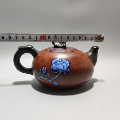 Vintage Chinese Yixing Purple Clay Teapot Zisha Ceremony Painted Nice Teaware