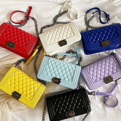 Chain Shoulder Bag V-Line Leather Crossbody Bags Lock Messenger Handbag 9 Colors