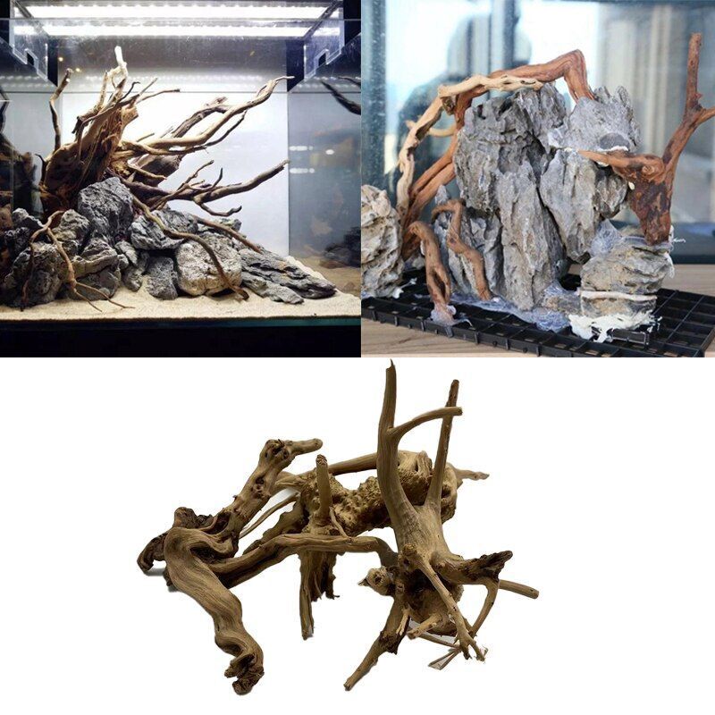Aquarium Decorations Natural Tree Trunk Driftwood Fish Tank Wood Ornament 8-20cm