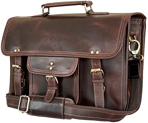 RUSTIC TOWN Leather Messenger Bag for Men - Full Grain Medium, Mulberry