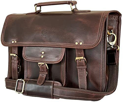 RUSTIC TOWN Leather Messenger Bag for Men - Full Grain Medium, Mulberry