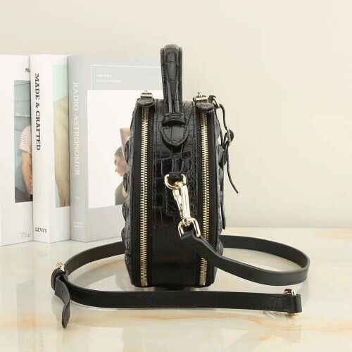 Black Alligator Crocodile Skin Handbags, New Desinger Women's Sling Shouler Bags