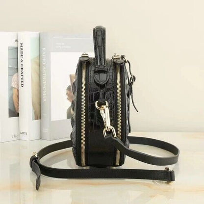Black Alligator Crocodile Skin Handbags, New Desinger Women's Sling Shouler Bags