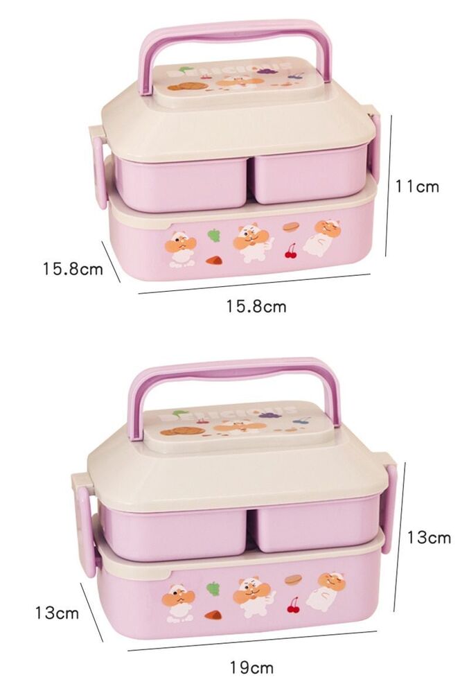 Lunch Box Kid Girls School Plastic Picnic Bento Microwave Food Container 19x13cm