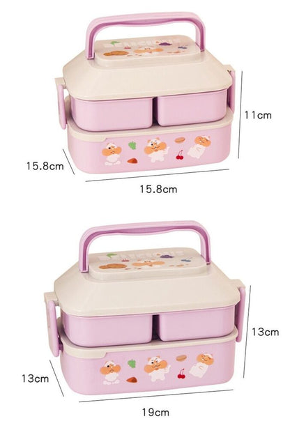 Lunch Box Kid Girls School Plastic Picnic Bento Microwave Food Container 19x13cm